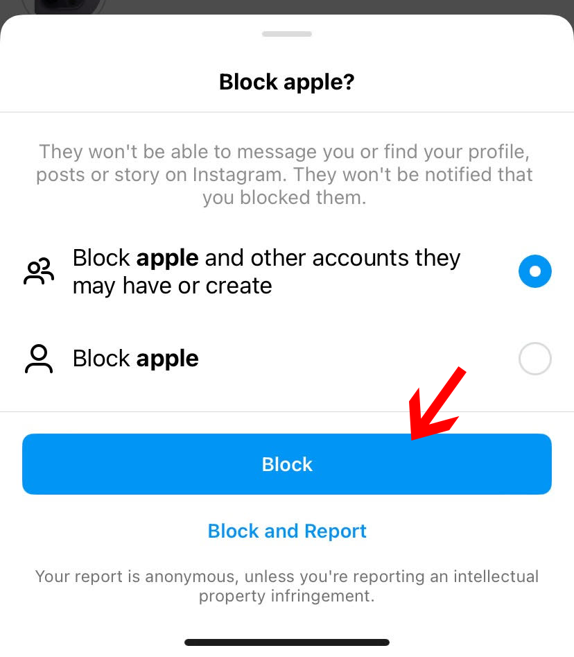 Block someone on Instagram