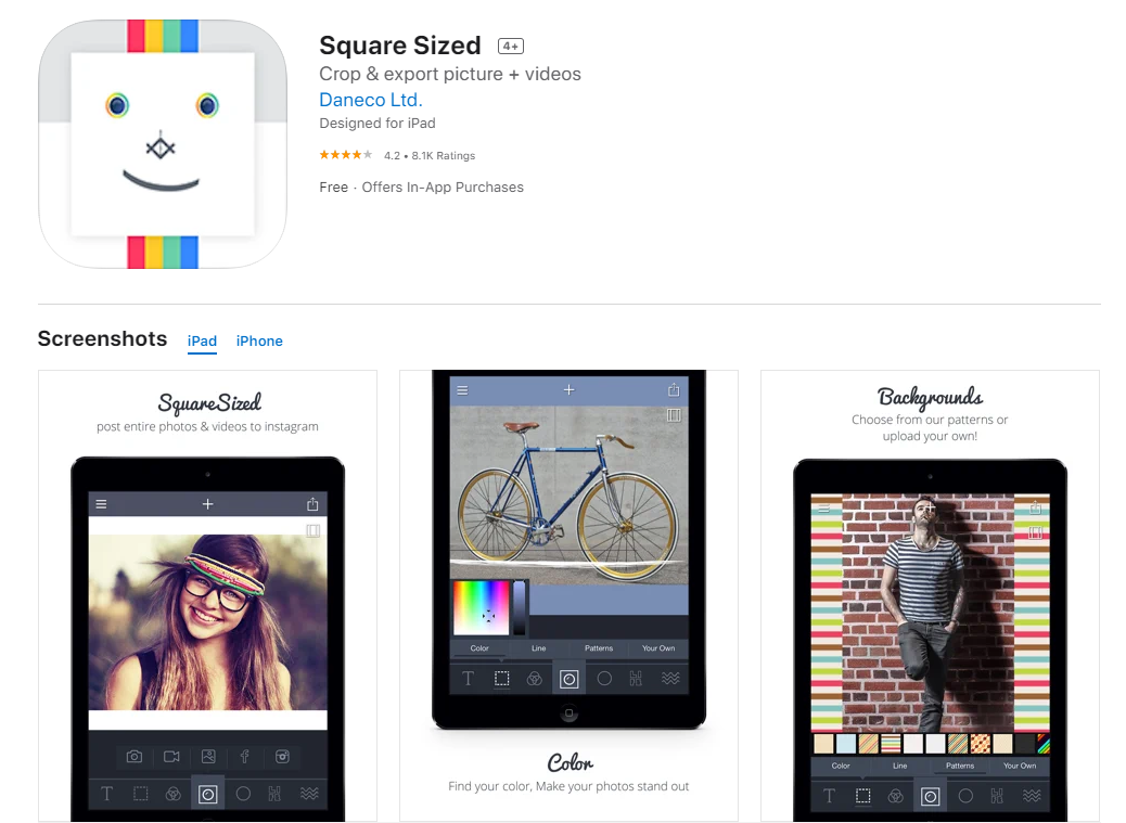 Sqaure sized - Instagram photo editing apps for iOS