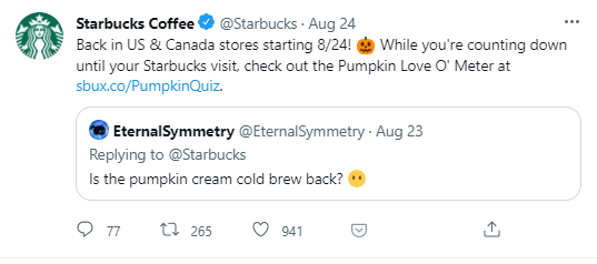 Startbucks tweet to build trust