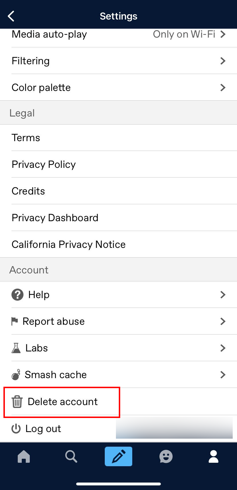 Delete tumblr mobile app