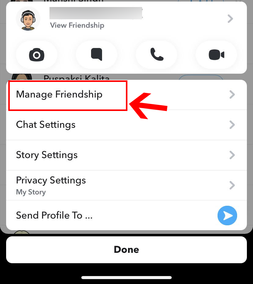 Snapchat manage friendship