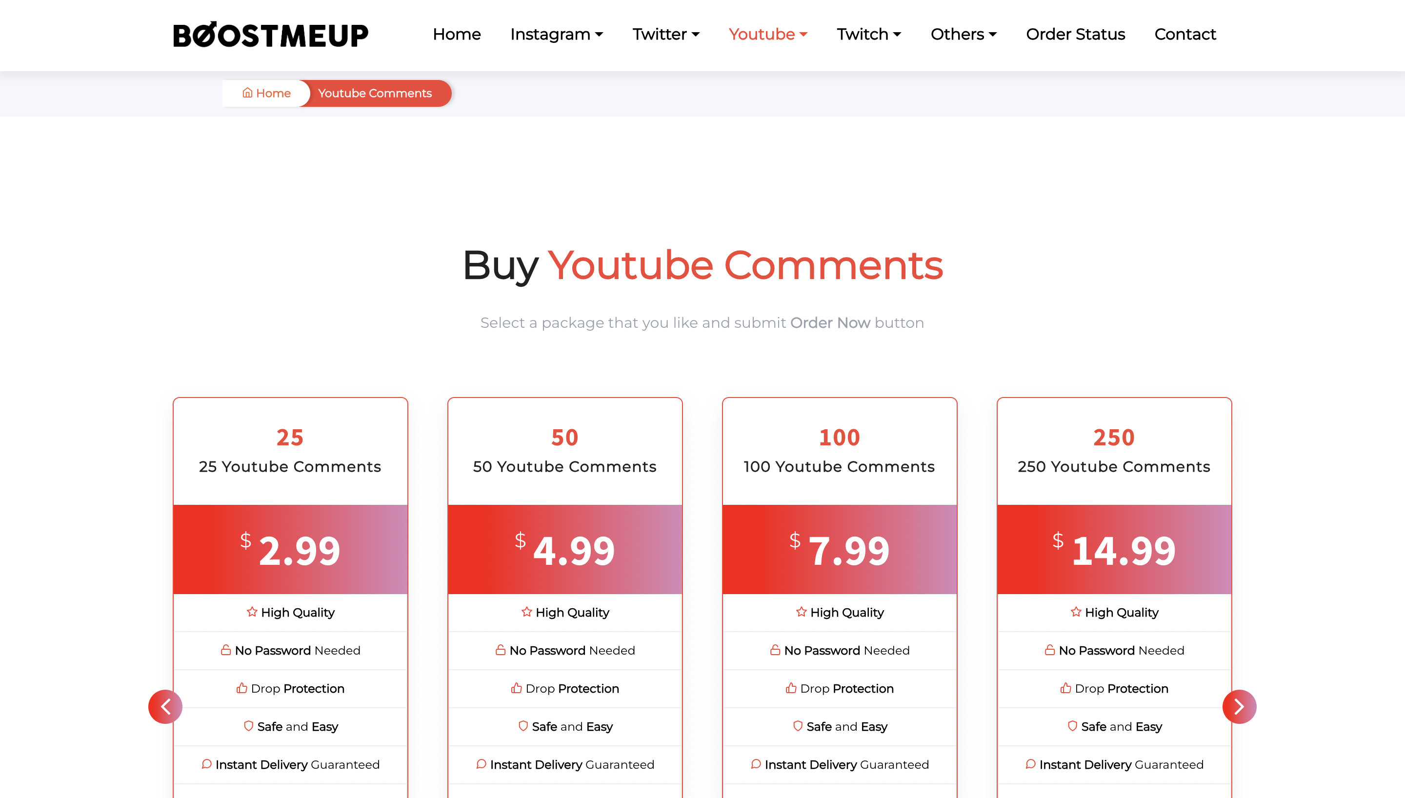 Buy custom YouTube comments on Boostmeup