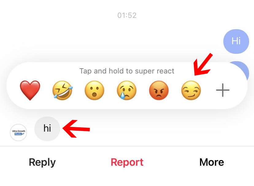 how to react to messages on instagram
