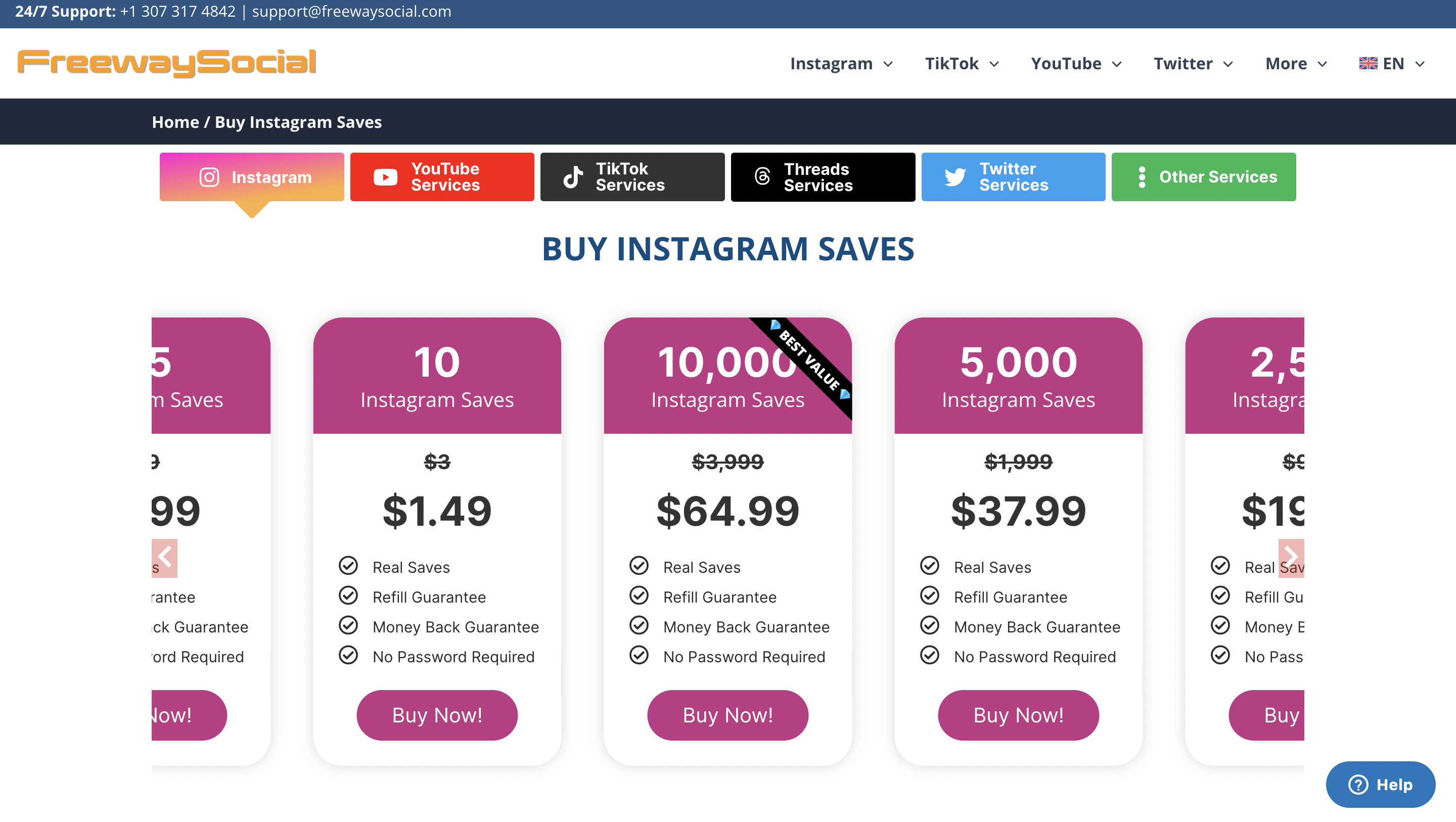 Purchase Instagram saves on FreeWaySocial