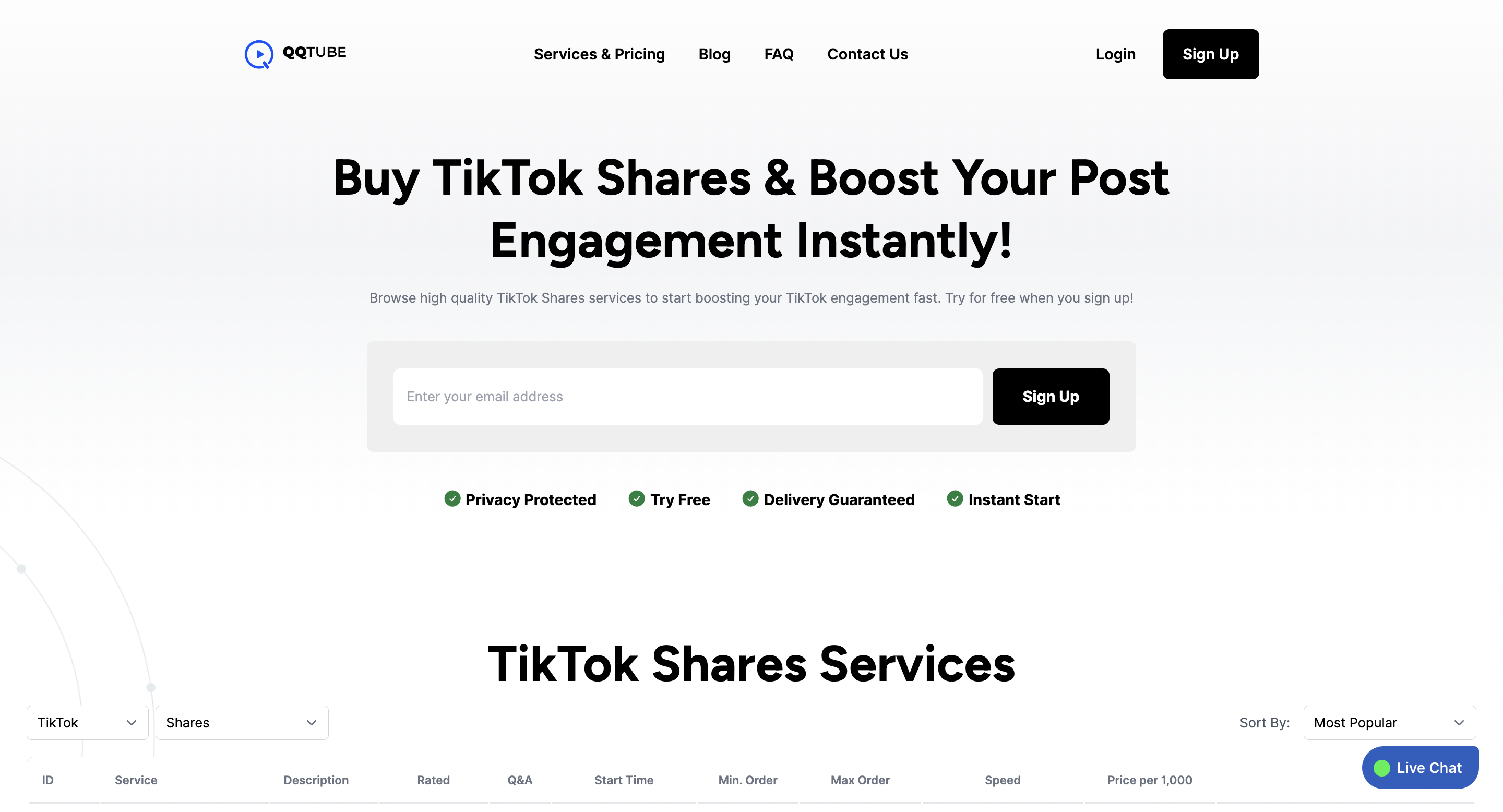 Buy TikTok video share at QQTube