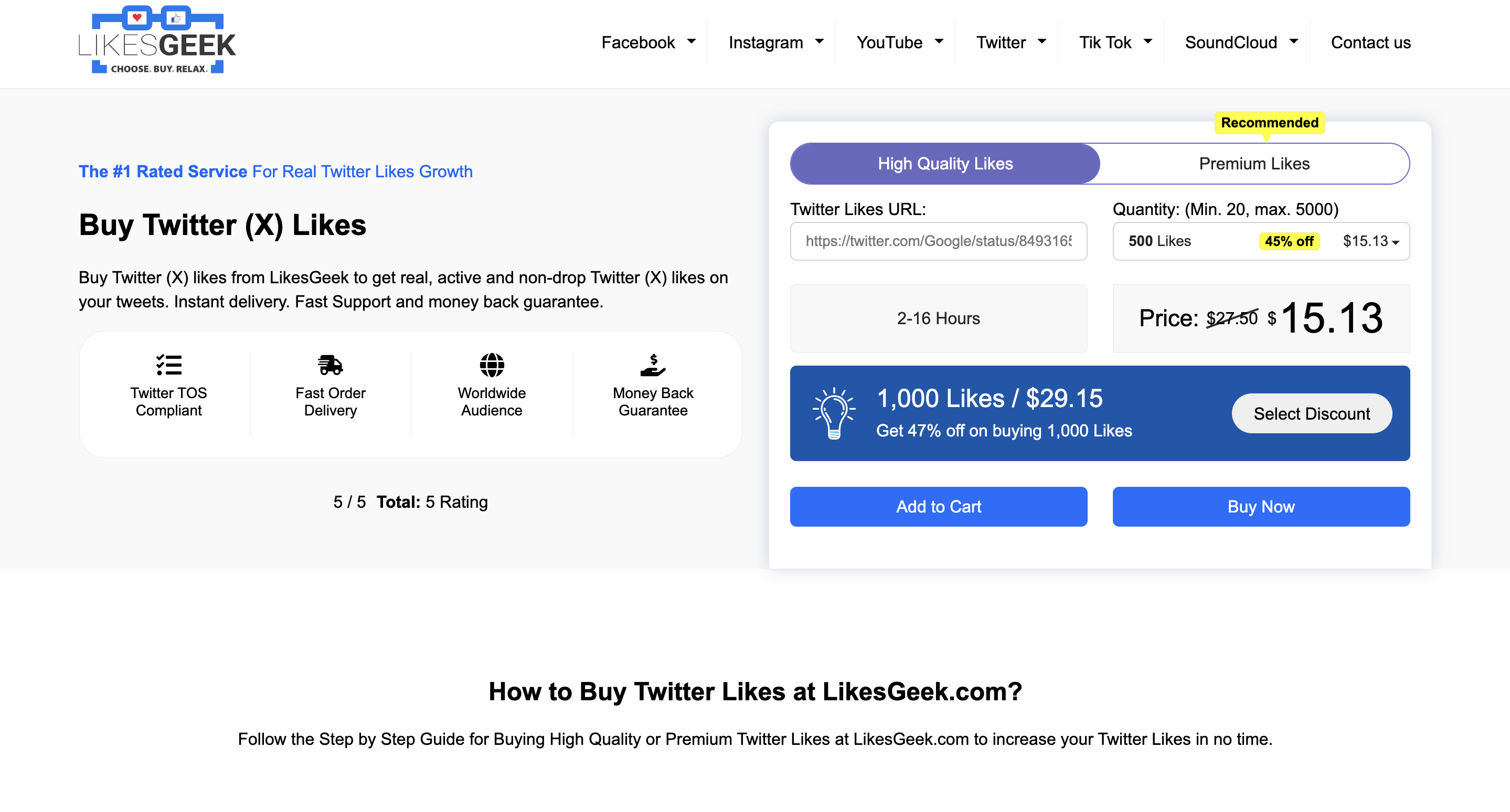 Buy Twitter likes at LikesGeek