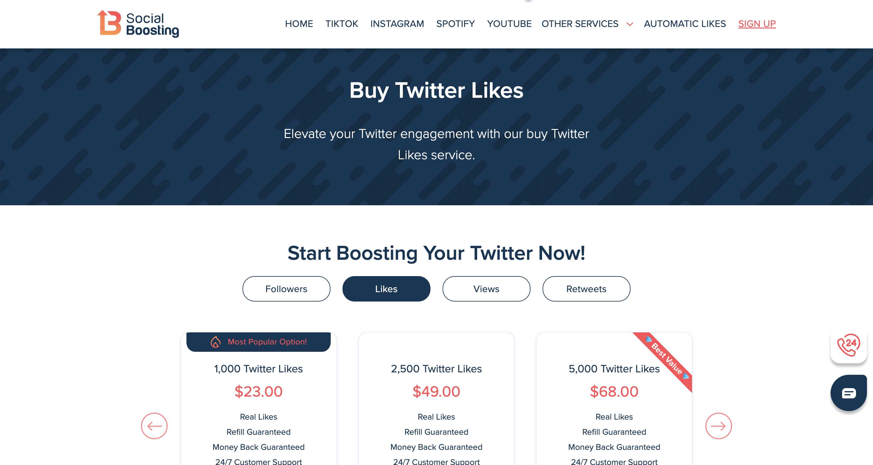 Buy Twitter likes at SocialBoosting