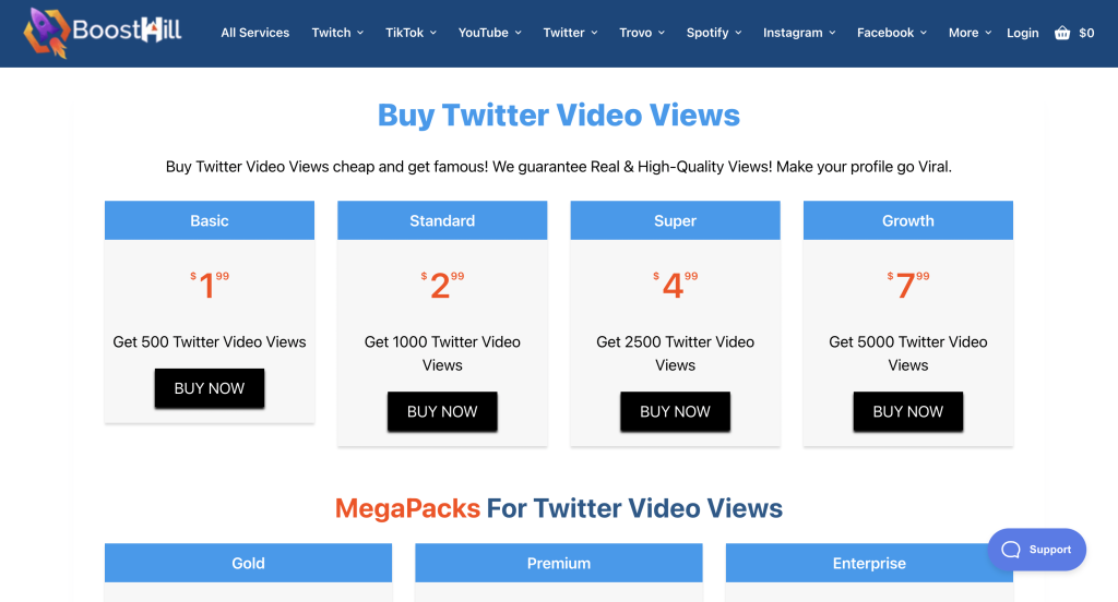 Buy Twitter views at BoostHill